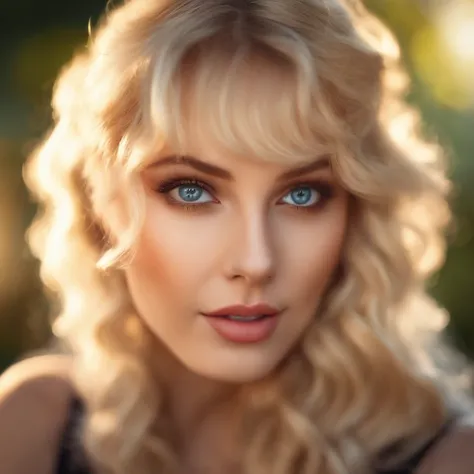 blonde hair, bangs, curly hair, heart-shaped pupils, multicolored eyes, dilated pupils, red eyes, longeyelashes, parted lips, bokeh, lens flare, glowing light, award winning, ccurate, 8k, high quality, super detail