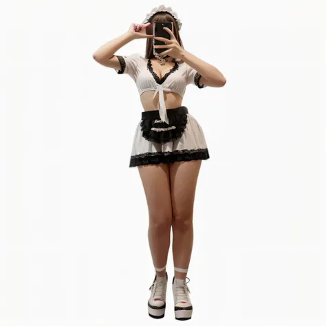 Arapefi, Dressed in a maids outfit, Take pictures with your camera, anime girl in a maid costume, Maid outfit, wearing maid uniform, maid costume, french maid, cosplay of a catboy! maid! dress, gorgeous maid, Maid dress, maid, Full body in camera, High qua...