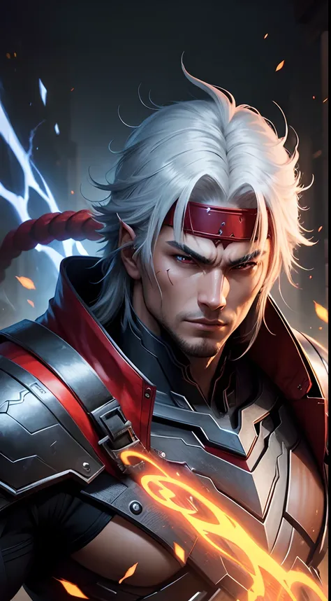 firestorm，raiden，Handsome and handsome facial features，big dragon，Fantasy art style