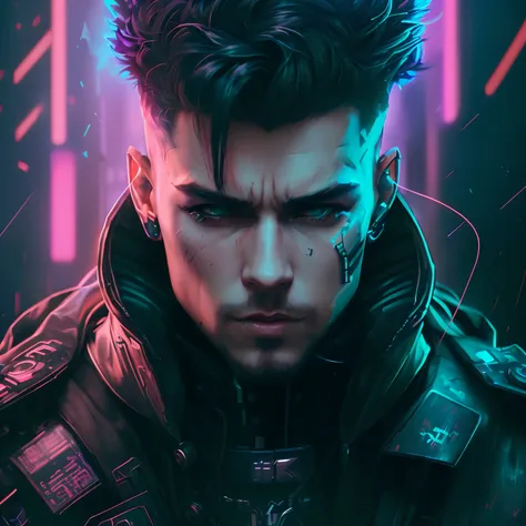 cyberpunk cyberpunk cyberpunk cyberpunk cyberpunk cyberpunk, cyberpunk portrait, Cyberpunk Dude, cyberpunk portrait, hyper realistic cyberpunk style, cyberpunk artstyle, cyberpunk hero, cyberpunk artstyle, Cyberpunk style ， A hyper-realistic, cyberpunk cha...