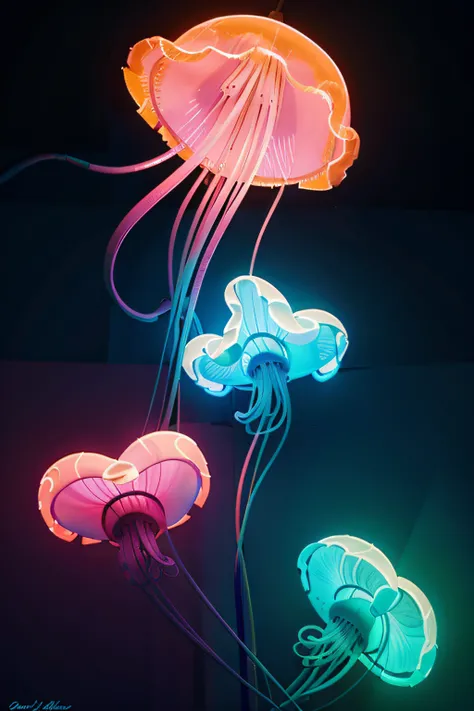 Disney Animation Neon Jellyfish Style Piece, flanejante