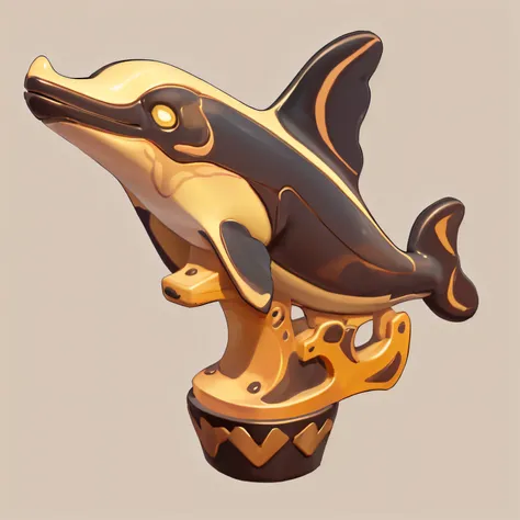 Golden beast，killer whale，wings，Inca El Dorado，European and American cartoon style，2d，Game icon，Clash Royale style,