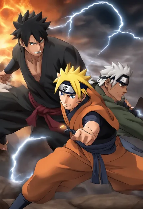 (best quality,4k,8k,highres,masterpiece:1.2),ultra-detailed,(realistic,photorealistic,photo-realistic:1.37),Naruto,anime,action-packed,energetic,explosive,adventure,colorful,bright,expressive,dynamic,fierce,battle,shinobi team,magic powers,vivid colors, ni...