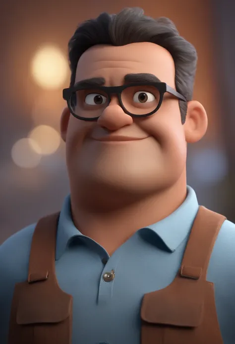 Cartoon character of a man with black glasses and a blue shirt, animation character, Caractere estilizado, animation style rendering, 3D estilizado, Arnold Maya render, 3 d render stylized, toon render keyshot, Personagem 3D, Personagem 3D, 3d rendering st...