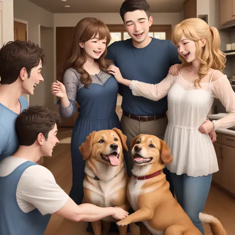 A family happily welcoming a vira-lata into their home, celebrating the dogs unique genetic background.