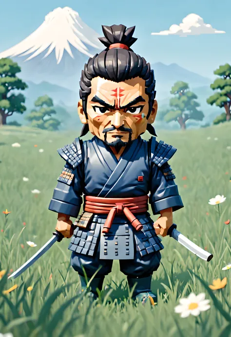 (Pixel art:1.5), (chibi character:1.5), (chibi emote:1.5), (Pixel art theme:1.5), (samurai:1.5), (Toshiro Mifune:1.5), (ancient Japanese:1.5), (Sekigahara:1.5), wind, (Standing in a meadow where the wind is blowing:1.5), (Before the Decisive Battle:1.5),