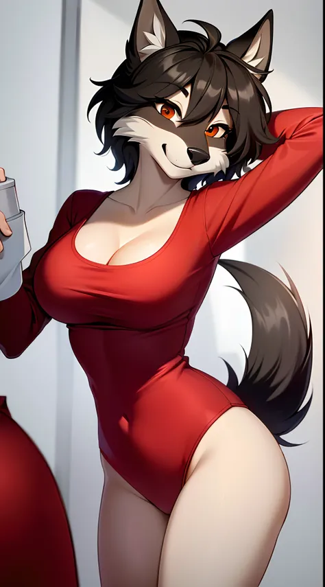 ((masterpiece, best quality)), (anthro furry:1.3, snout:1.2, anthro:1.3, furry:1.2, closeup:1.2, solo female:1.2, cleavage, leaning forward, smile, red), pink top, sweatpants