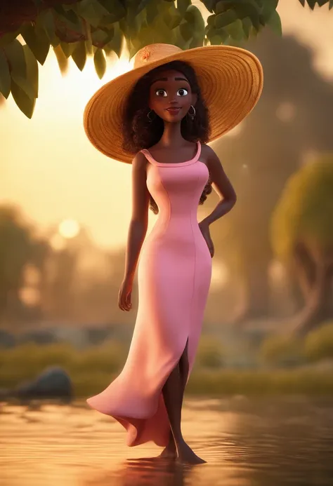 Personagem de desenho animado de uma mulher negra usando jaleco branco camisa rosa, um personagem animado, Caractere estilizado, animation style rendering, 3D estilizado, Arnold Maya render, 3 d render stylized, toon render keyshot, Personagem 3D, Personag...