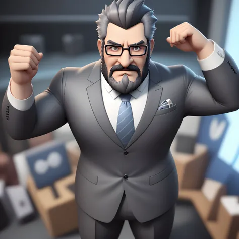 Pixar cartoon character of a man with rectangular black glasses and a blue suit, with a Bible , Gray Beard Animation Character, Caractere estilizado, animation style rendering, 3D estilizado, Arnold Maya render, 3 d render stylized, toon render keyshot, Pe...