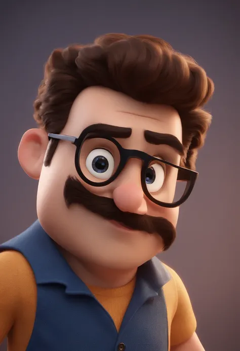 Cartoon character of a man with black glasses and a blue shirt, animation character, Caractere estilizado, animation style rendering, 3D estilizado, Arnold Maya render, 3 d render stylized, toon render keyshot, Personagem 3D, Personagem 3D, 3d rendering st...