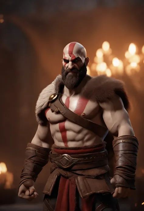 personagem dos desenhos animados Kratos god of war, com o "text Kreitão" animation character, Caractere estilizado, animation style rendering, 3D estilizado, Arnold Maya render, 3 d render stylized, toon render keyshot, Personagem 3D, Personagem 3D, 3d ren...