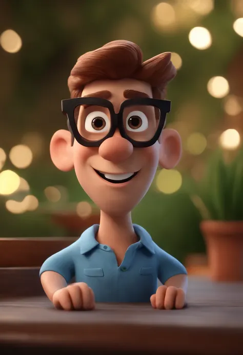 Cartoon character of a man with black glasses and a blue shirt, animation character, Caractere estilizado, animation style rendering, 3D estilizado, Arnold Maya render, 3 d render stylized, toon render keyshot, Personagem 3D, Personagem 3D, 3d rendering st...