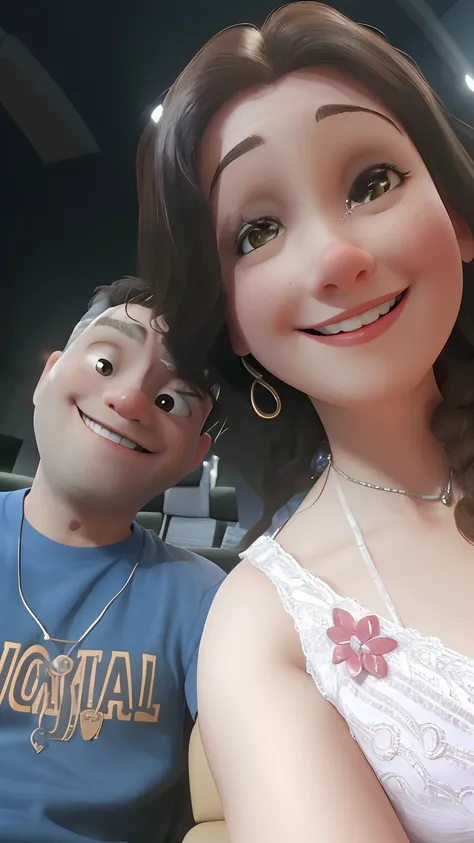 Smiling woman sitting next to a man in a stadium seat, non blurry, imagem de perfil, non blurry, momma and papa, Casal feliz, Selfie!!!!!, instagram post, Postagem no Reddit, selfie shot straight on angle, Directed by: Nandor Soldier, foto Selfie, sorriso ...