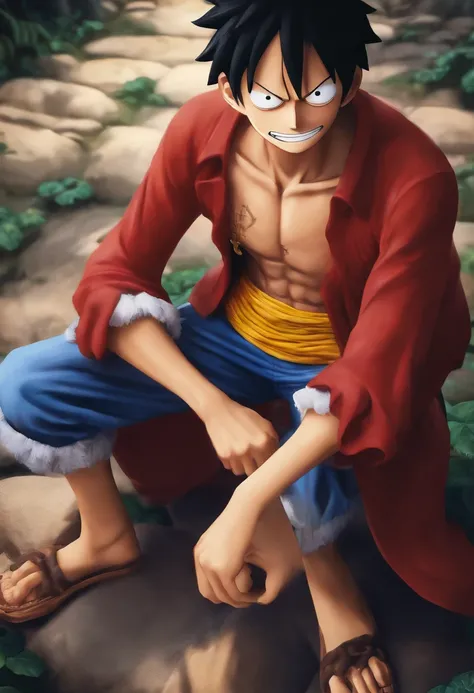 luffy de one piecie jogando xadrez