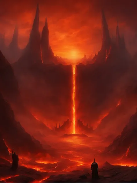 , Hellscape, The bottom of hell, Apocalyptic landscape of hell!!!!!, mustafar, Hell ruins, ! apocalyptic landscape!!，The Art of the Dark Sun, portal to hell, portal to hell, World of Warcraft art,