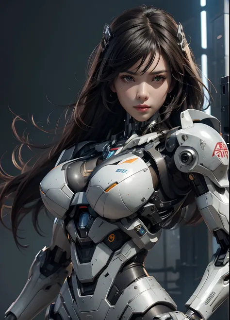 Textured skin, Super Detail, high details, High quality, Best Quality, hight resolution, 1080p, hard disk, Beautiful,(cyborgs),(Missiles from the chest),(Machine gun from both hands),beautiful cyborg woman,Mecha Cyborg Girl,Battle Mode,Girl with a Mecha Bo...