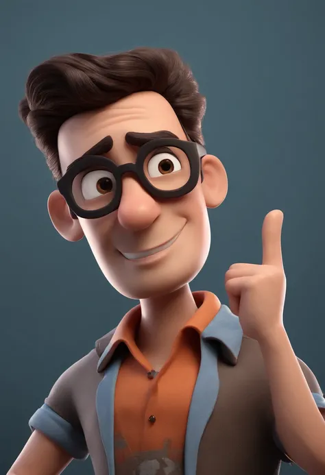 Cartoon character of a man with black glasses and a blue shirt, animation character, Caractere estilizado, animation style rendering, 3D estilizado, Arnold Maya render, 3 d render stylized, toon render keyshot, Personagem 3D, Personagem 3D, 3d rendering st...