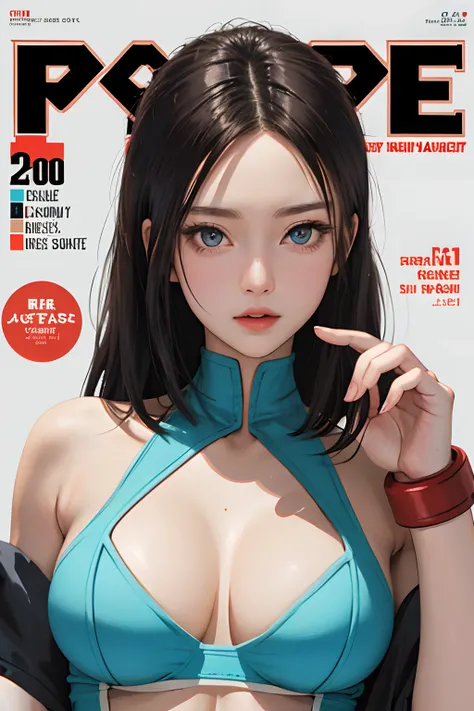 ((magazine cover)) masterpiece, best quality, spring outfit, colorful hair, outdoor, magazine cover ,upper body, ((Cammy)) Cammy of street fighter. good hands, big breast,