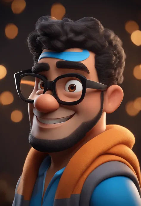 Cartoon character of a man with black glasses and a blue shirt, animation character, Caractere estilizado, animation style rendering, 3D estilizado, Arnold Maya render, 3 d render stylized, toon render keyshot, Personagem 3D, Personagem 3D, 3d rendering st...