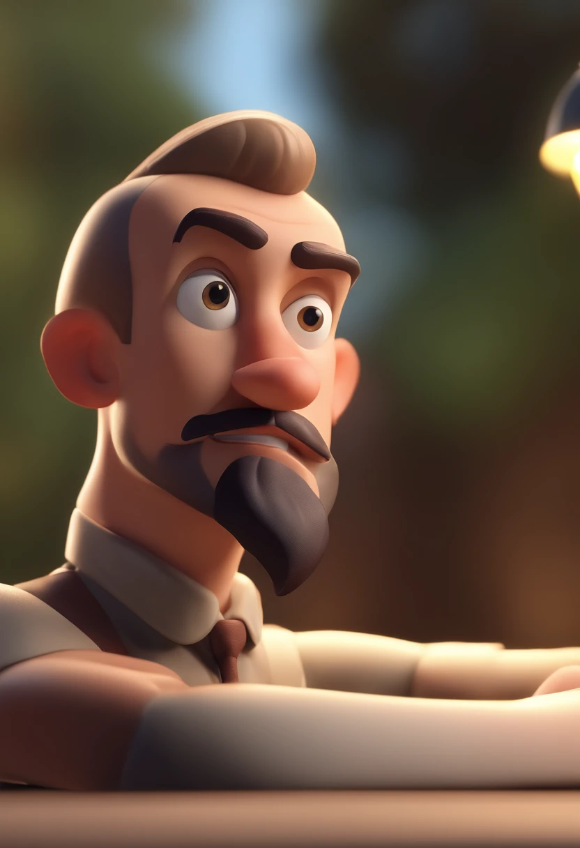 Cartoon character of a man with a shaved head and a big closed beard,TOCANDO UMA ACODEON camisa preta, animation character, Caractere estilizado, animation style rendering, 3D estilizado, Arnold Maya render, 3 d render stylized, toon render keyshot, Person...