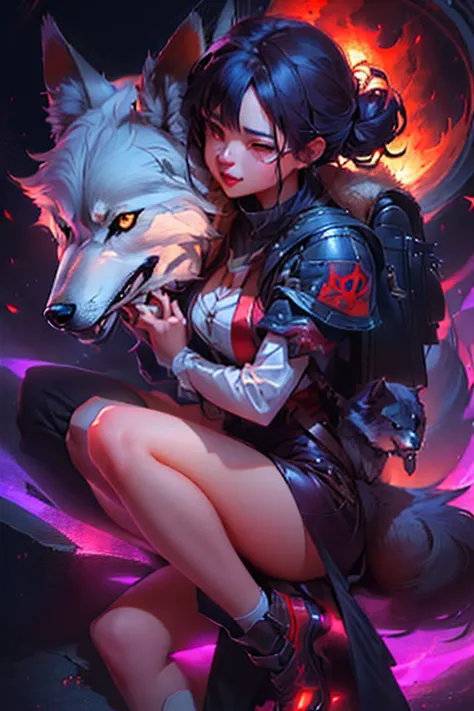 Anime girl with a wolf on her shoulder, Yang J, artgerm and atey ghailan, artwork in the style of guweiz, guweiz on pixiv artstation, guweiz on artstation pixiv, guweiz, demon slayer artstyle, trending on artstation pixiv, Author: Kamagurka