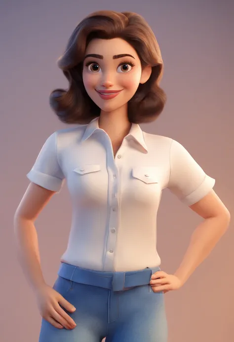 Desenho animado de gordinho, de camisa branca, Pixar animation style, pixar renderman rendering, maia 8 mil, animated film, Disney Pixar Estilo 3D, Wearing white shirts and long blue pants