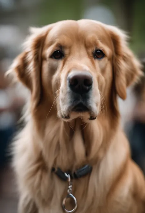 Perfect centralization, Golden retriever bonito, Use uma jaqueta, wearing sunglasses, Usando fones de ouvido, alegria, Standing position, beleza abstrata, Centrado, looking at the camera, Facing the camera, Approaching perfection, Dynamic, altamente detalh...