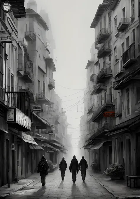 Street, Ink Wind, cinematic,Cinematic poster,monocromatic, concept-art