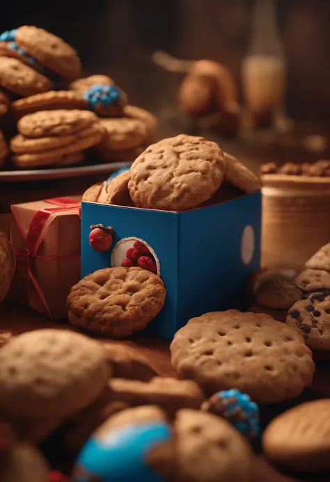 criar imagem de um biscoito e uma bolacha , lutando boxe estilo pixar - disney