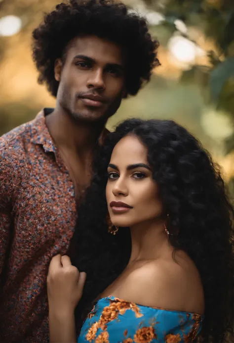 Casal latino americano, alta qualidade, mulher cabelo reto, homem cabeblo preto,