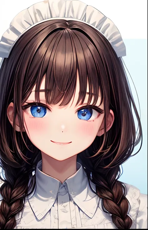 girl with、No background、without background、Background through、Brown hair color hair、The long-haired、long、Braiding、Subject bangs、Pattsun bangs、Aligned bangs、Sareme、drooping eyebrows、Takuambi、Marovi、Round eyebrows、Eye color is light blue、Blue eyes、embarrasse...