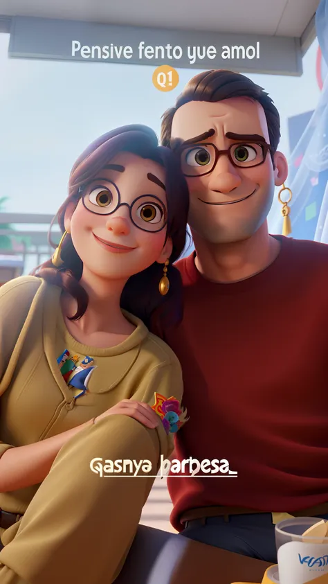 casal homem e mulher no estilo Disney Pixar, alta qualidade, melhor qualidade