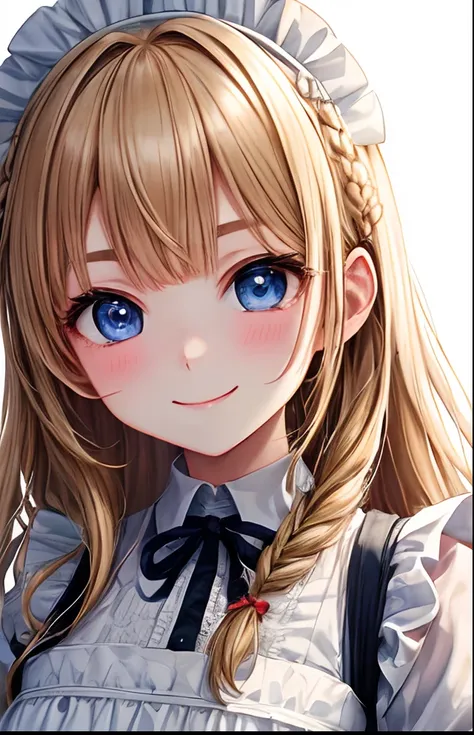 girl with、No background、without background、Background through、ocher hair、The long-haired、long、Braiding、Subject bangs、Pattsun bangs、Aligned bangs、Sareme、drooping eyebrows、Takuambi、Marovi、Round eyebrows、Eye color is light blue、Blue eyes、embarrassed、Embarrass...