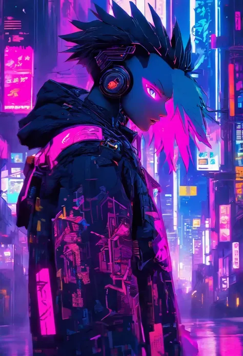 Modelo cyberpunk posando em uma cidade neon, zooglefloodle, arte synthwave, Futurismo, Arte Pop, pintura digital, arte do rabisco, amaranto, Ciano, prata, preto, Neon light, Elegante, geomerty, Tilted angle, Cinematic lighting, fortemente estilizado, Cyber...