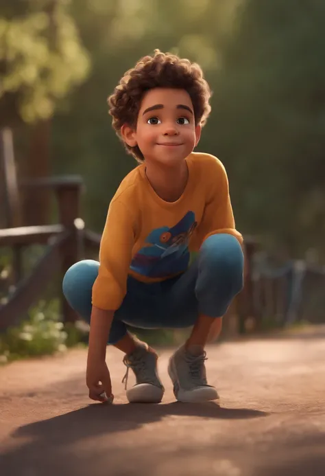 Image of a boy for a story in a YouTube video in Pixar format, Hes the little allabester, Hes the class leader, Hes outgoing, Playful and gets up for a lot of things, cabelo curto