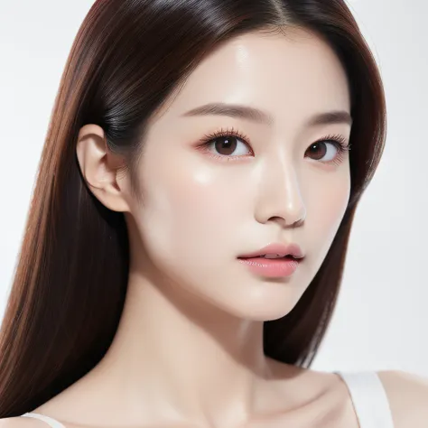 featuring confident and radiant women、generate ai art inspired by korean cosmetics advertising。displayed up to chest level、her p...