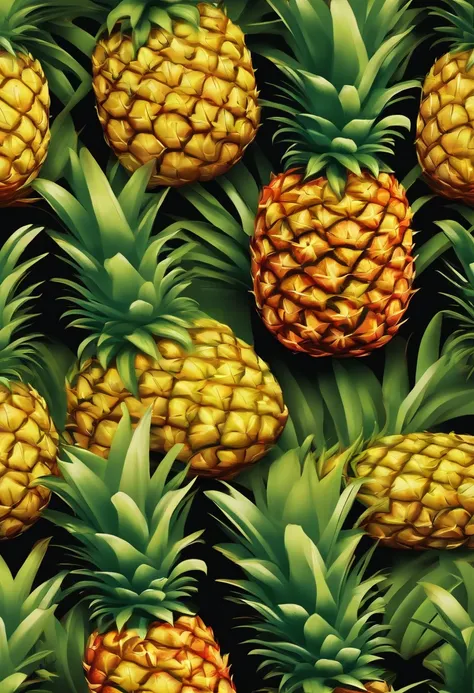 (Masterpiece), (Best quality),Semi-top view，pineapples