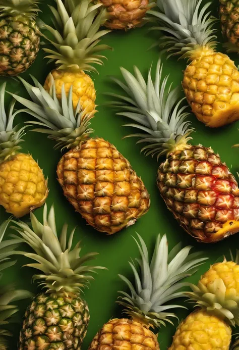 (Masterpiece), (Best quality),Semi-top view，pineapples