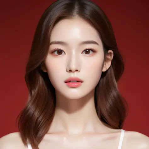 featuring confident and radiant women、generate ai art inspired by korean cosmetics advertising。displayed up to chest level、her p...