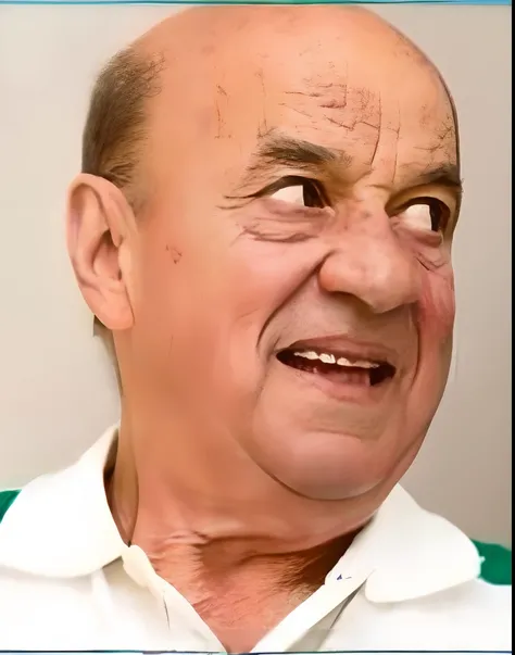 homem mais velho com uma camisa branca e camisa verde sorrindo, inspirado em Victor Meirelles, Oscar Niemeyer, muito ligeiramente sorridente, basil gogos, Viktor Antonov, he has a devastated expression, ligeiramente sorridente, Kirill Leonov, Alberto Uderz...