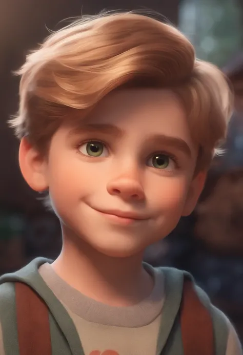 Image of a boy for a story in a YouTube video in Pixar format, Hes the little allabester, Hes the class leader, Hes outgoing, Playful and gets up for a lot of things, cabelo curto