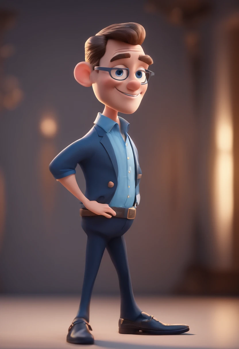 Cartoon character of a man without glasses and a blue shirt, animation character, Caractere estilizado, animation style rendering, 3D estilizado, Arnold Maya render, 3 d render stylized, toon render keyshot, Personagem 3D, Personagem 3D, 3d rendering styli...