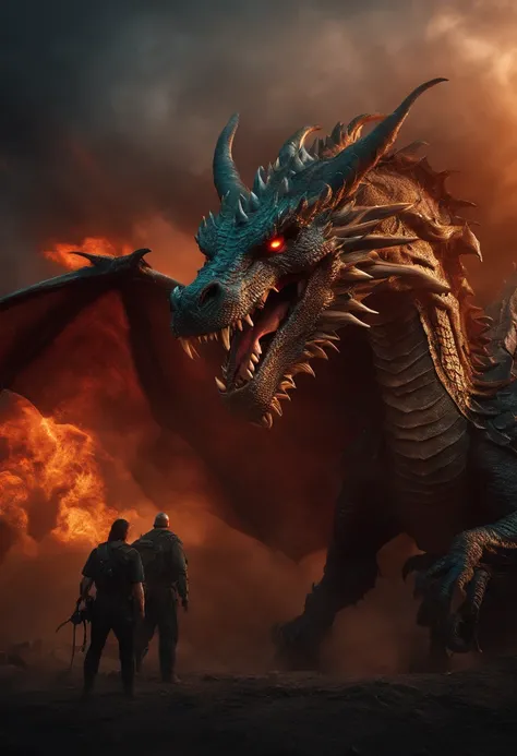 Image of Two Apocalypse Beasts and a Dragon 4K