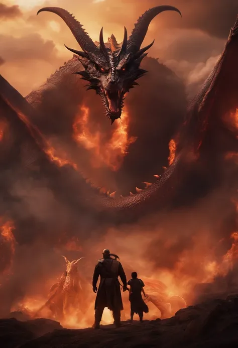 Image of Two Apocalypse Beasts and a Dragon 4K