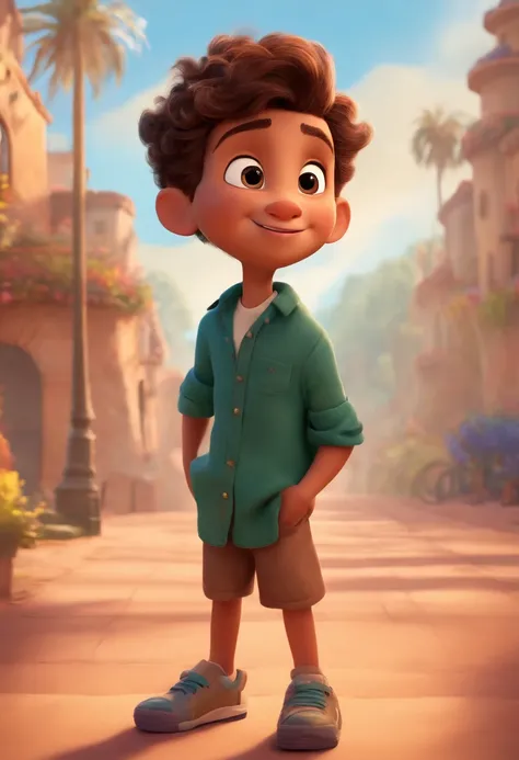 Image of a boy for a story in a YouTube video in Pixar format, Hes the little allabester, Hes the class leader, Hes outgoing, Playful and gets up for a lot of things, cabelo curto