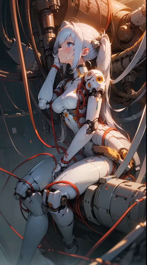 (((masterpiece))), (((best quality))), ((ultra-detailed)), (highly detailed CG illustration), ((an extremely delicate and beautiful)),cinematic light,((1mechanical girl)),solo,(machine made joints:1.4),((machanical limbs)),(explosed muscles),(blood vessels...