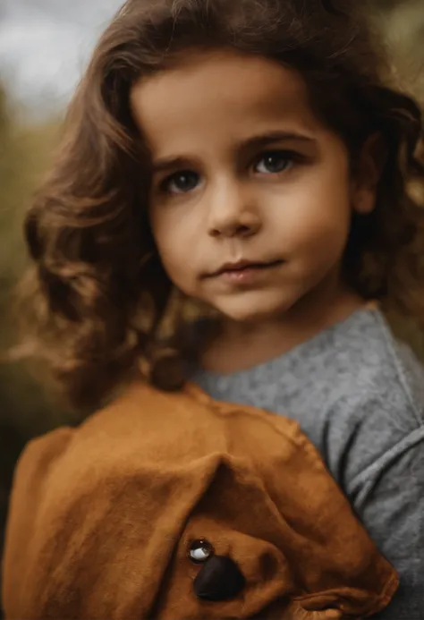 menino: Miguel, aproximadamente 5 anos de idade, cabelo curto estilo Disney, olhos castanhos e sorrisos. garota: Giovana, 2 anos, longos cabelos pretos e olhos azuis. scenecy: Miguel and Giovana are in a cozy little house in the valley, ao fundo um dia ens...