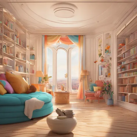 fundo branco, pixar desenhos animados 3D, homem lendo um livro, ::estilo pixar cartoon