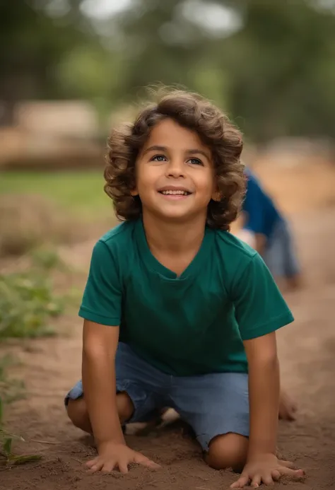 menino: Ronaldo, aproximadamente 10 anos de idade, cabelo curto estilo Disney, olhos castanhos e sorrisos. garoto: Benjamim , 2 anos, longos cacheados loiro escuro e olhos castanhos claro. scenecy: Ronaldo has Benjamin on his back and theyre in a park play...