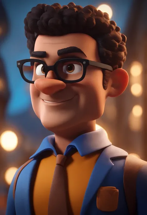 Cartoon character of a man with black glasses and a blue shirt, animation character, Caractere estilizado, animation style rendering, 3D estilizado, Arnold Maya render, 3 d render stylized, toon render keyshot, Personagem 3D, Personagem 3D, 3d rendering st...